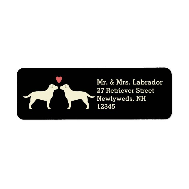 Yellow Labrador Retrievers Dogs with Heart Couple Label (Front)