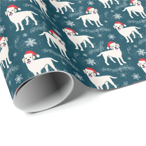 Yellow Labrador Retrievers in Christmas Hats Wrapping Paper