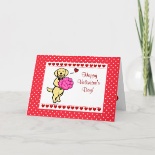 Yellow Labrador & Roses Valentine Holiday Card