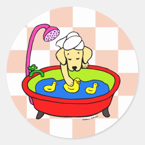 Yellow Labrador  Rubber Ducks Cartoon Classic Round Sticker