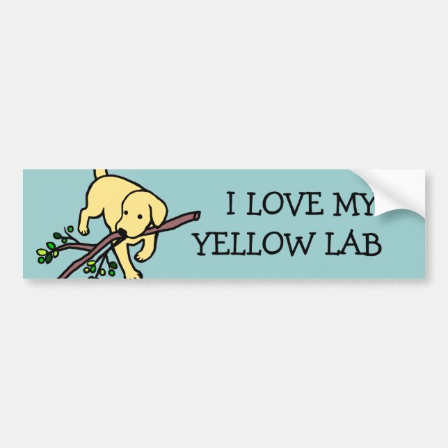 Yellow Labrador Sand Letters Cartoon Bumper Sticker (Front)