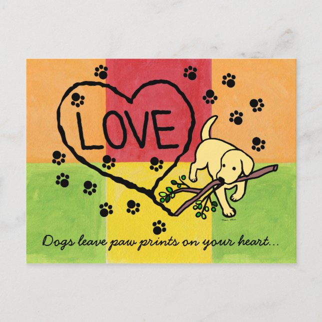 Yellow Labrador Sand Letters Cartoon Mosaic Postcard (Front)