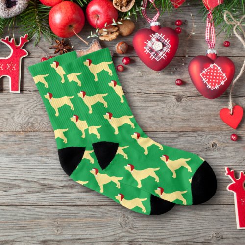 Yellow Labrador Silhouette Santa Christmas Socks