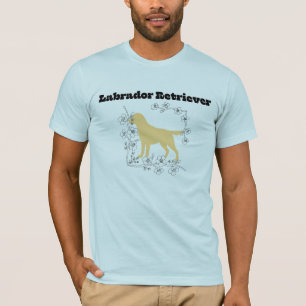 Yellow Labrador Silhouette with White Blossom Fram T-Shirt