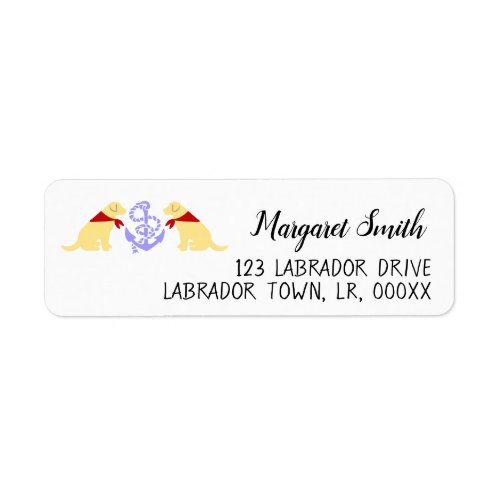 Yellow Labrador Sitting Nautical Return Address Label