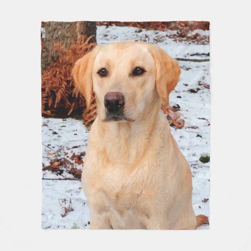 Yellow Labrador _ Snow Dog _ Yellow Lab Fleece Blanket