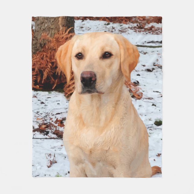 Yellow Labrador - Snow Dog - Yellow Lab Fleece Blanket (Front)