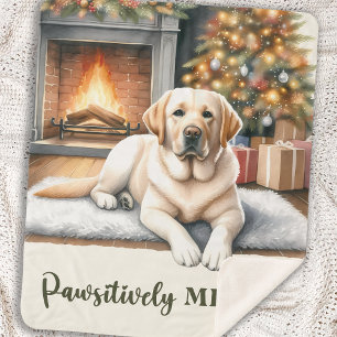 Yellow Labrador - Snow Dog - Yellow Lab Sherpa Blanket