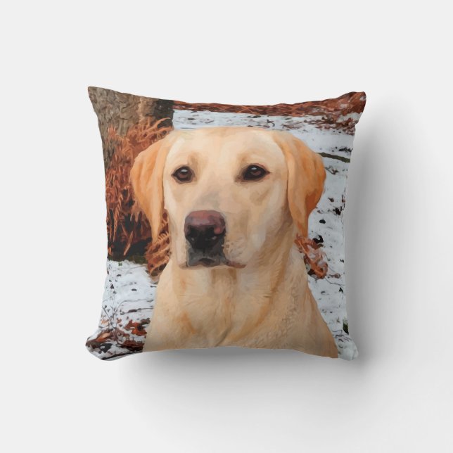 Yellow Labrador - Snow Dog - Yellow Lab Throw Pillow (Front)