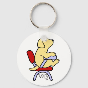 Yellow Labrador Student 1 Cartoon Keychain