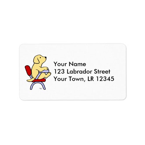 Yellow Labrador Student 1 Cartoon Label