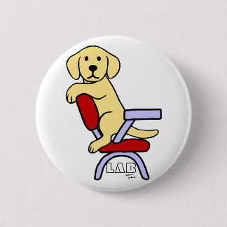 Yellow Labrador Student 3 Cartoon Pinback Button