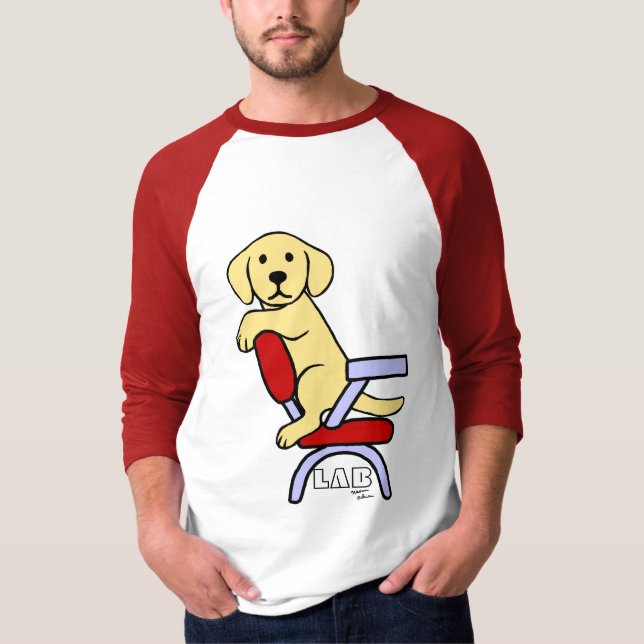 Yellow Labrador Student 3 Cartoon T-Shirt (Front)
