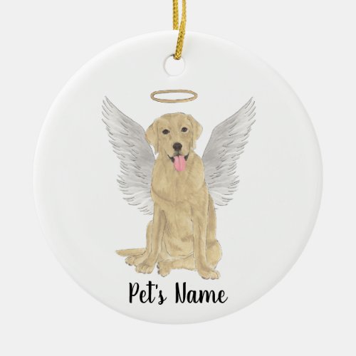 Yellow Labrador Sympathy Memorial Ceramic Ornament