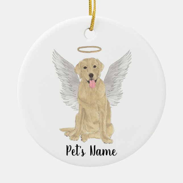 Yellow Labrador Sympathy Memorial Ceramic Ornament (Front)