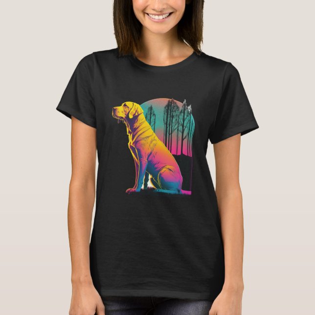Yellow Labrador Synthwave 80s Eighties Aesthetic T-Shirt (Front)
