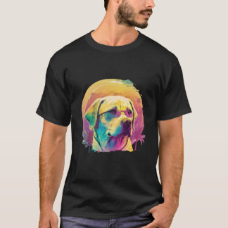 Yellow Labrador Synthwave 80s Style Aesthetic T-Shirt