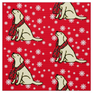 Yellow Labrador Tartan Scarf Fabric