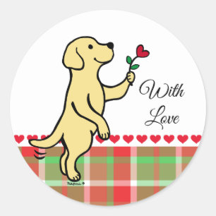Yellow Labrador Tiny Heart Flower Valentine Classic Round Sticker