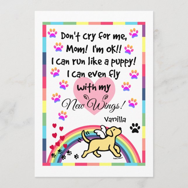 Yellow Labrador Trotting Memorial Card (Front)