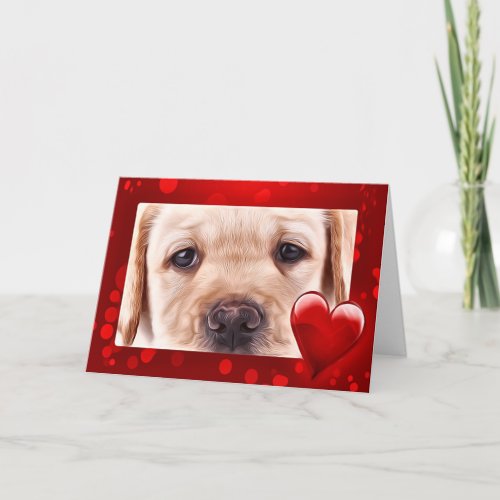 Yellow Labrador Valentine Puppy Holiday Card