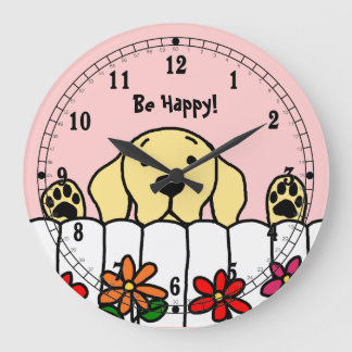 Yellow Labrador Watching You Large Clock
