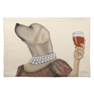 Yellow Labrador Wine Snob Cloth Placemat