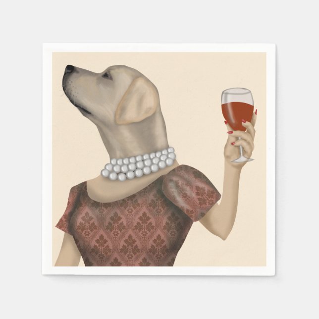 Yellow Labrador Wine Snob Napkins (Front)