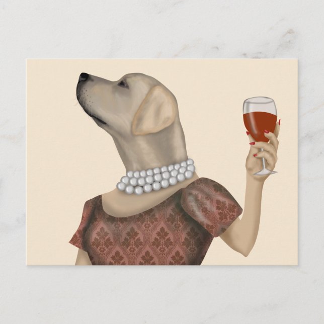 Yellow Labrador Wine Snob Postcard (Front)
