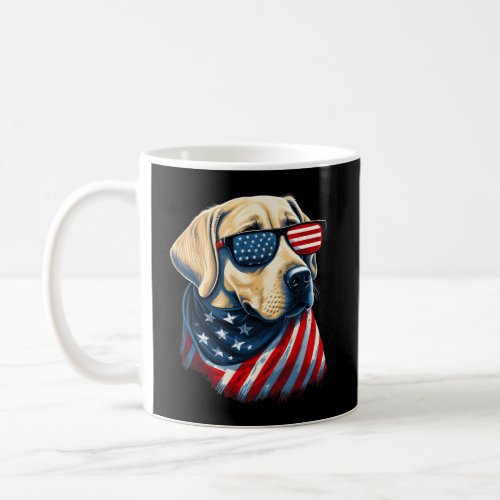 Yellow Labrador With American Flag Patriotic Usa Coffee Mug