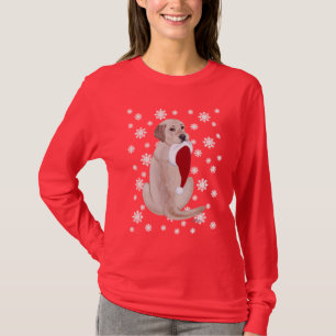 Yellow Labrador with Santa Hat Snowflake T-Shirt