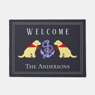 Yellow Labradors and Anchor Nautical Doormat