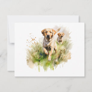 Yellow Labradors in the brush Note Card