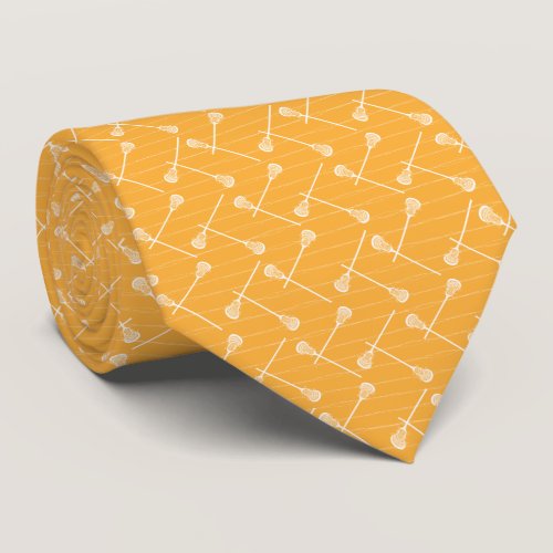 Yellow Lacrosse White Sticks Patterned Neck Tie