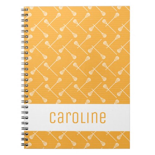 Yellow Lacrosse White Sticks Patterned Notebook