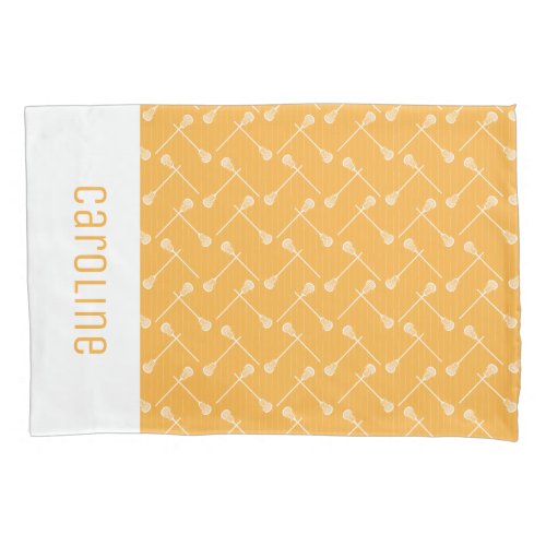 Yellow Lacrosse White Sticks Patterned Pillow Case