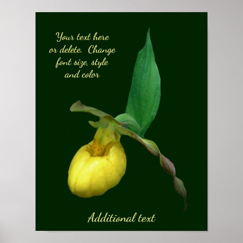 Yellow Lady Slipper Flower Add Your Text Poster