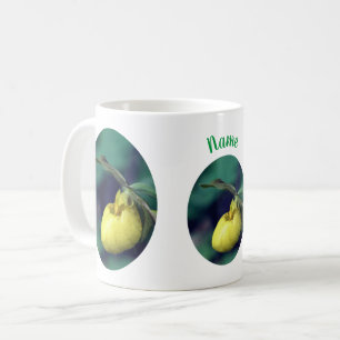 Yellow Lady Slipper Flower Personalized Coffee Mug