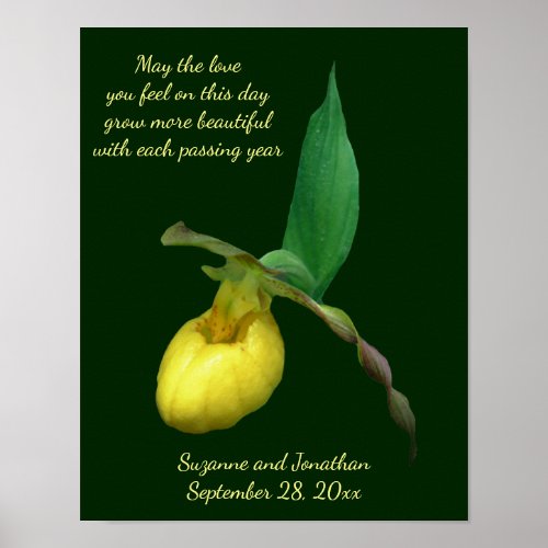 Yellow Lady Slipper Flower Wedding Personalized Poster