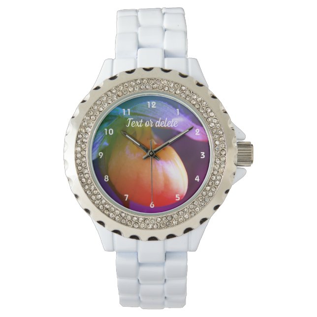 Yellow Lady Slipper Orchid Abstract Personalized   Watch (Front)