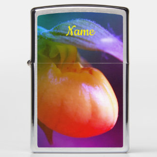 Yellow Lady Slipper Orchid Abstract Personalized Zippo Lighter