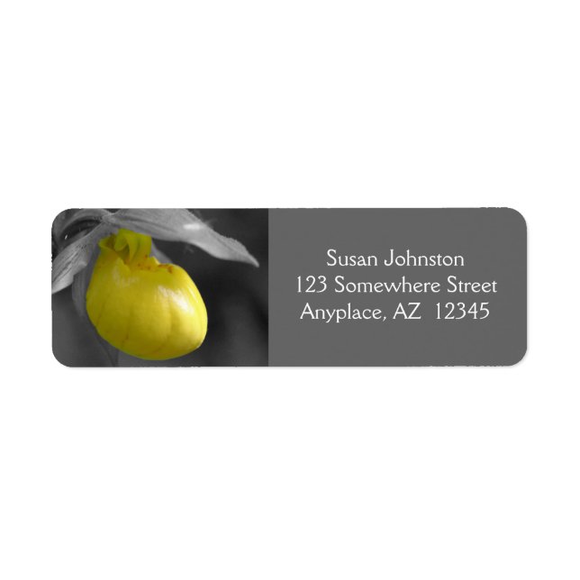 Yellow Lady Slipper Orchid Flower Address Label (Front)