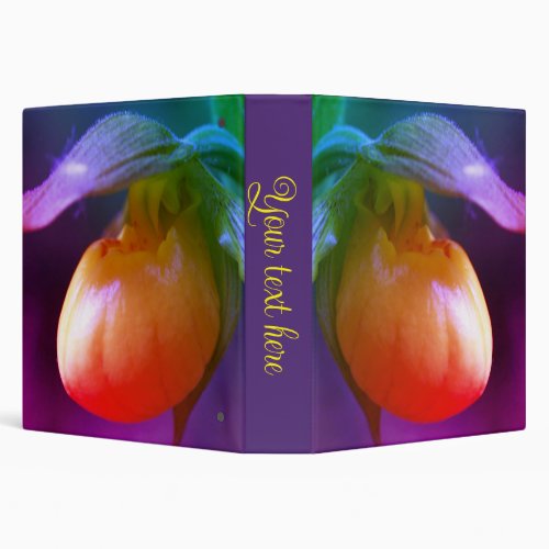 Yellow Lady Slipper Orchid Flower Art Personalized 3 Ring Binder