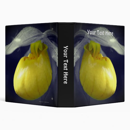 Yellow Lady Slipper Orchid Flower Personalized 3 Ring Binder