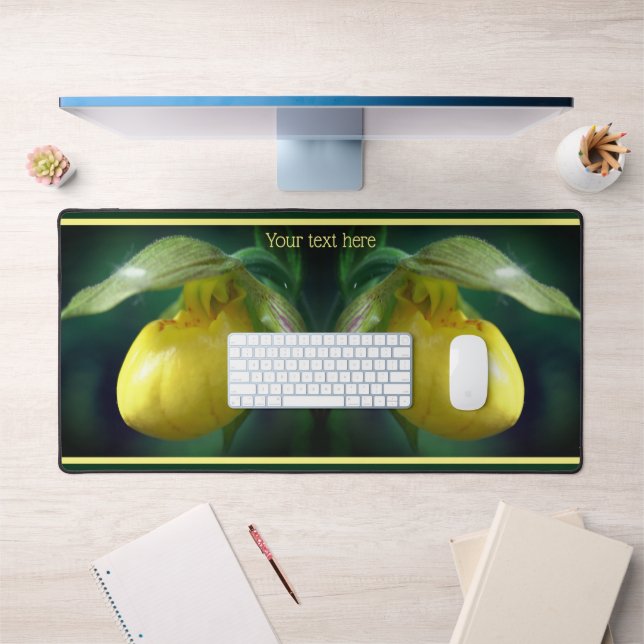 Yellow Lady Slipper Orchid Flower Personalized Desk Mat (Office 1)