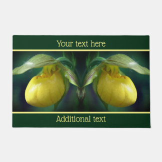 Yellow Lady Slipper Orchid Flower Personalized Doormat