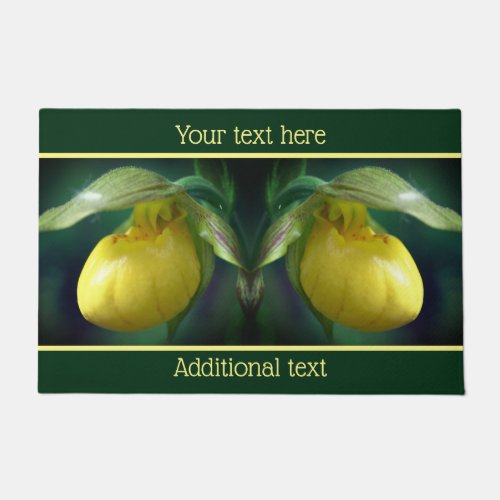 Yellow Lady Slipper Orchid Flower Personalized Doormat