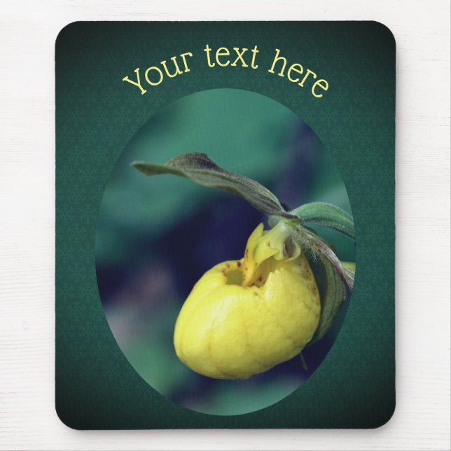 Yellow Lady Slipper Orchid Flower Personalized  Mouse Pad (Front)