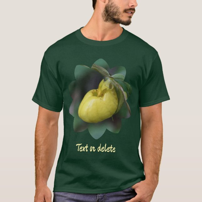 Yellow Lady Slipper Orchid Flower Personalized T-Shirt (Front)