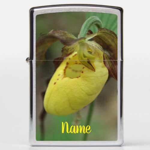 Yellow Lady Slipper Orchid Flower Personalized Zippo Lighter